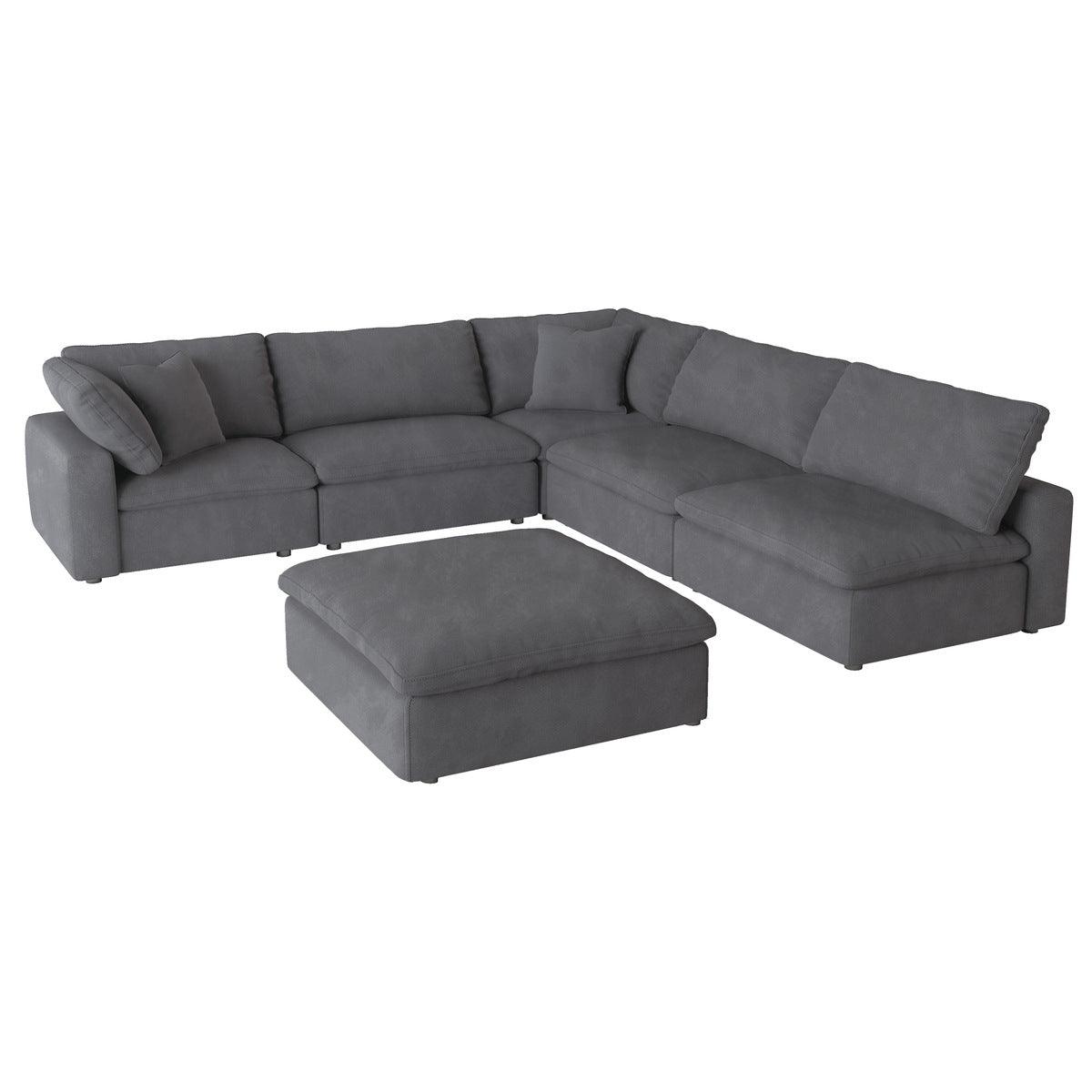Side view of Guthrie Gray 6-Piece Modular Sectional with Ottoman