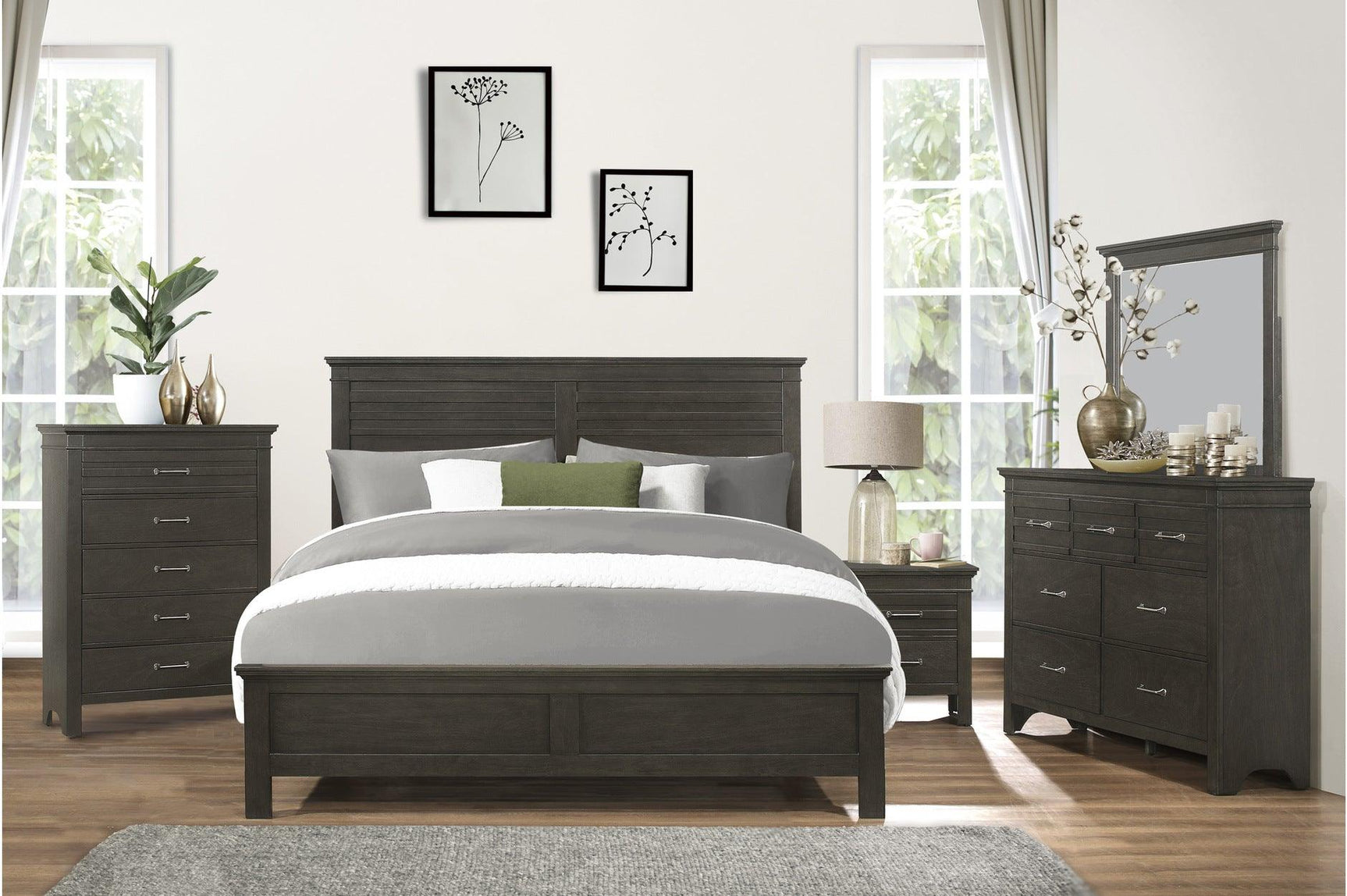 Blaire Farm Charcoal Gray Panel Bed side view