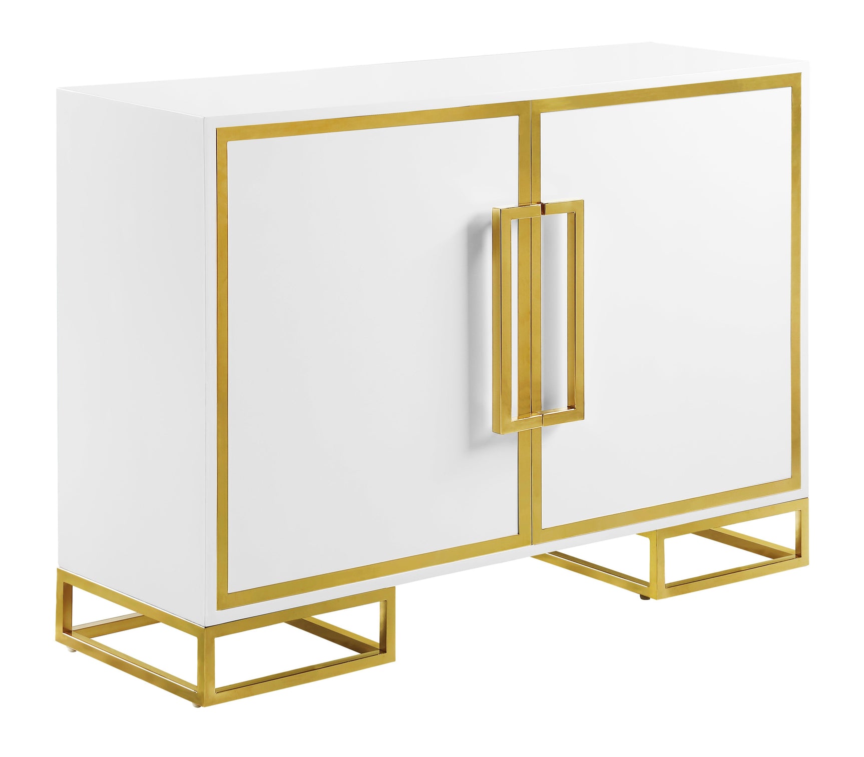 Elsa 2-Door Accent Cabinet close-up of gold pull handles