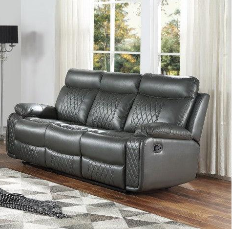 Socorro Gray Faux Leather Double Reclining Sofa