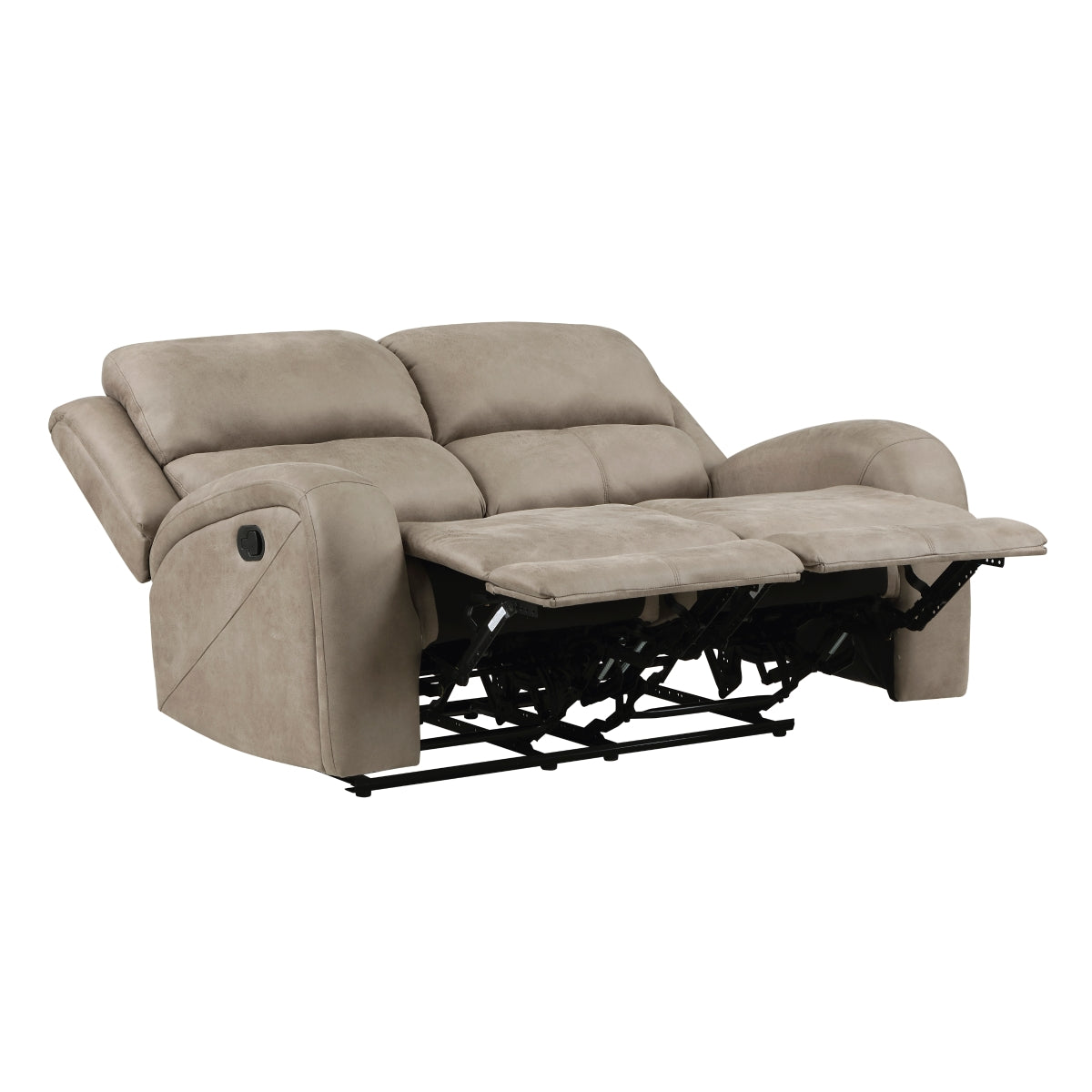 Seated angle of Pagosa Brown microfiber loveseat