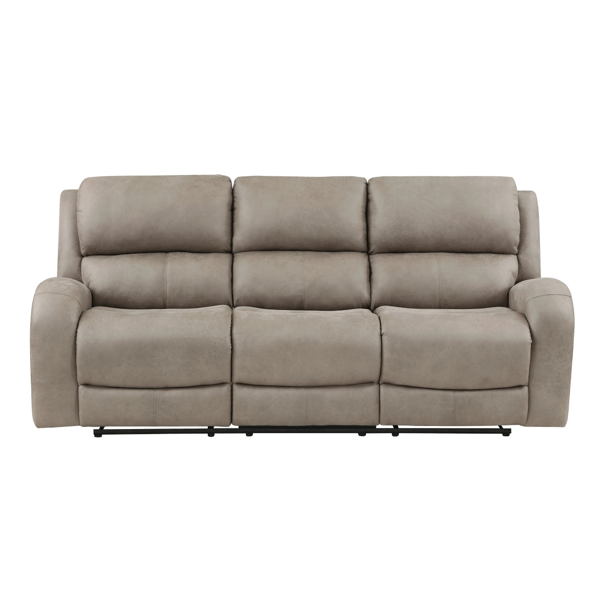 Pagosa brown microfiber reclining sofa front angle