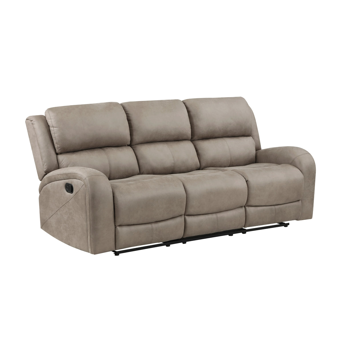 Side view of Pagosa brown microfiber reclining sofa