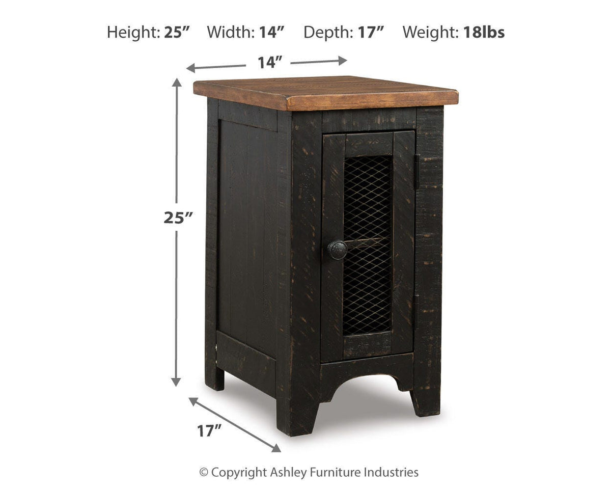 Valebeck Black/Brown Coffee Table with 2 End Tables — dimension illustration