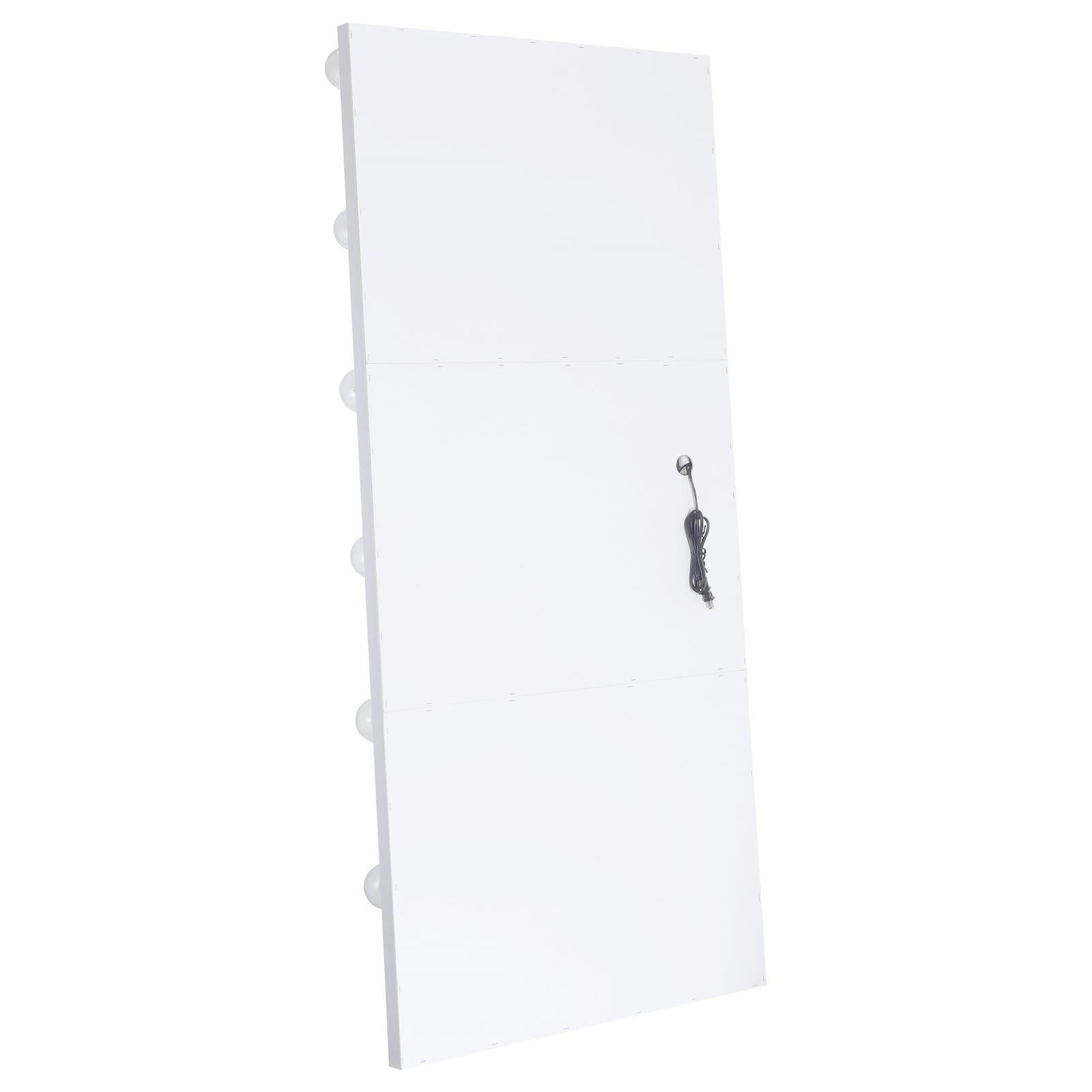 Zayan LED floor mirror detail showing E26 socket area