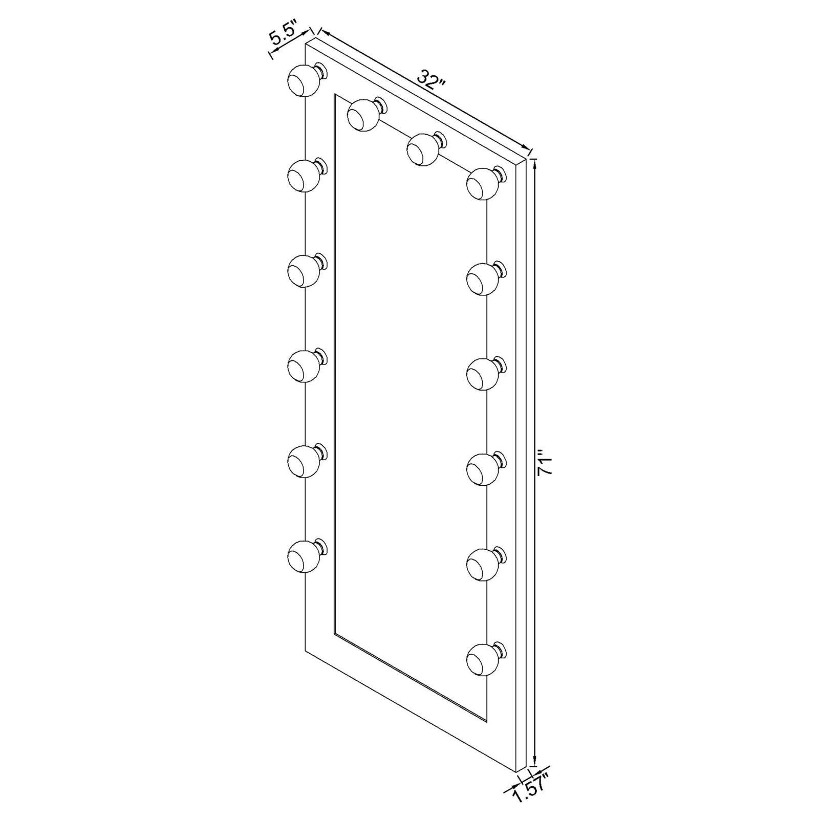 Zayan floor mirror with LED lighting turned off in bright room