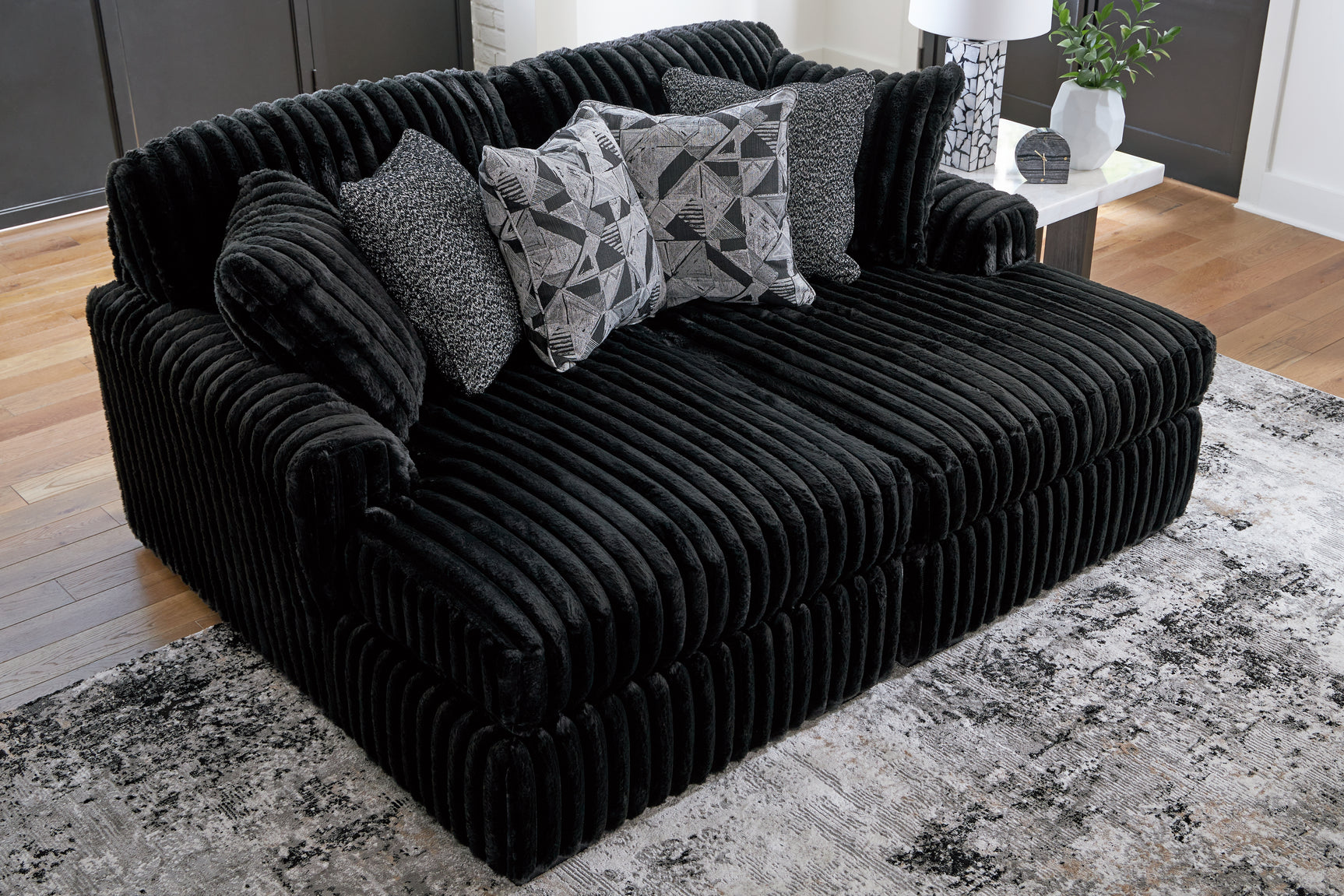 Alternate angle of Midnight Madness Onyx Super Chaise sectional sofa