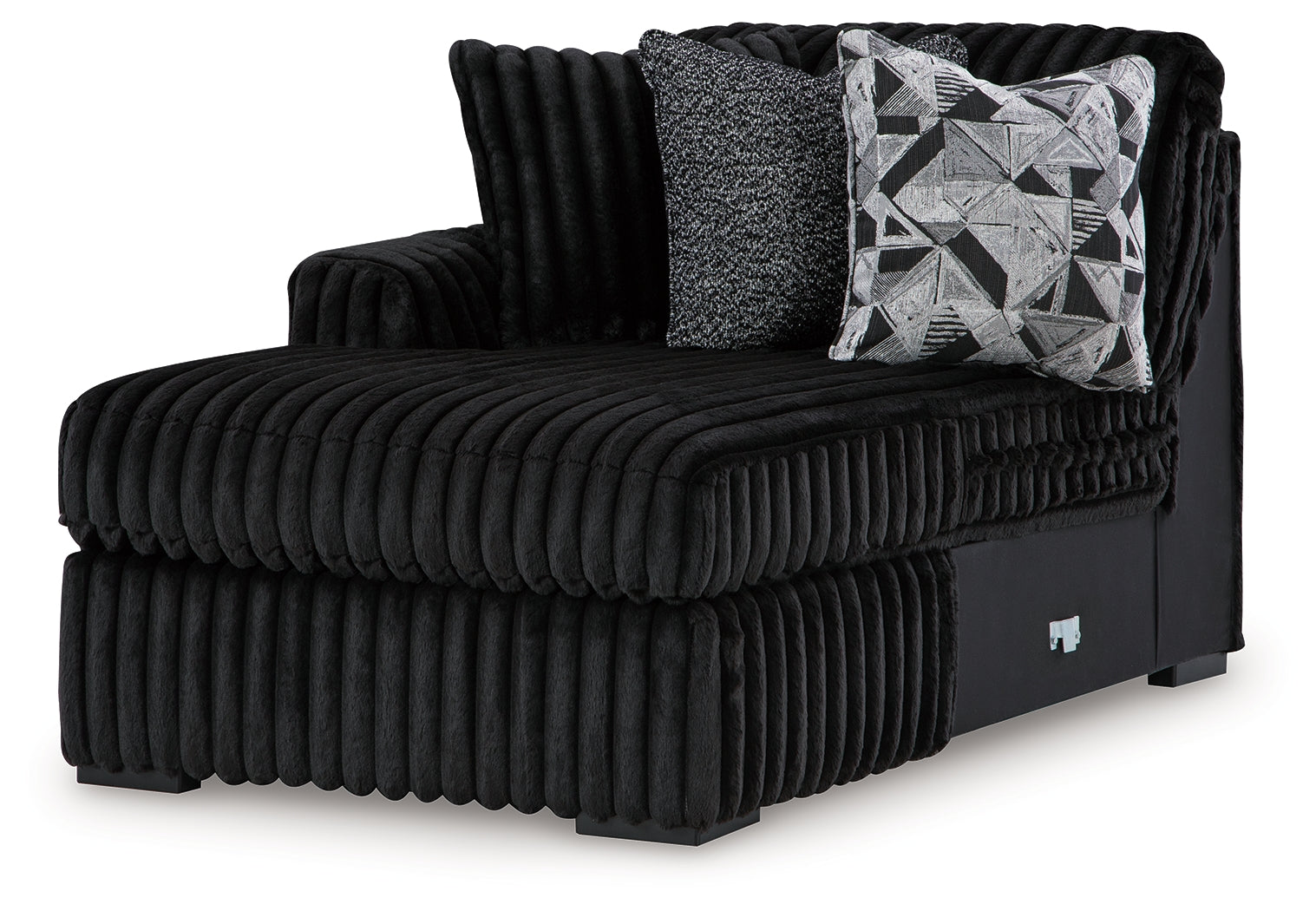 detail view of Midnight-Madness Onyx 3-Piece Sectional with Chaise sectional sofa