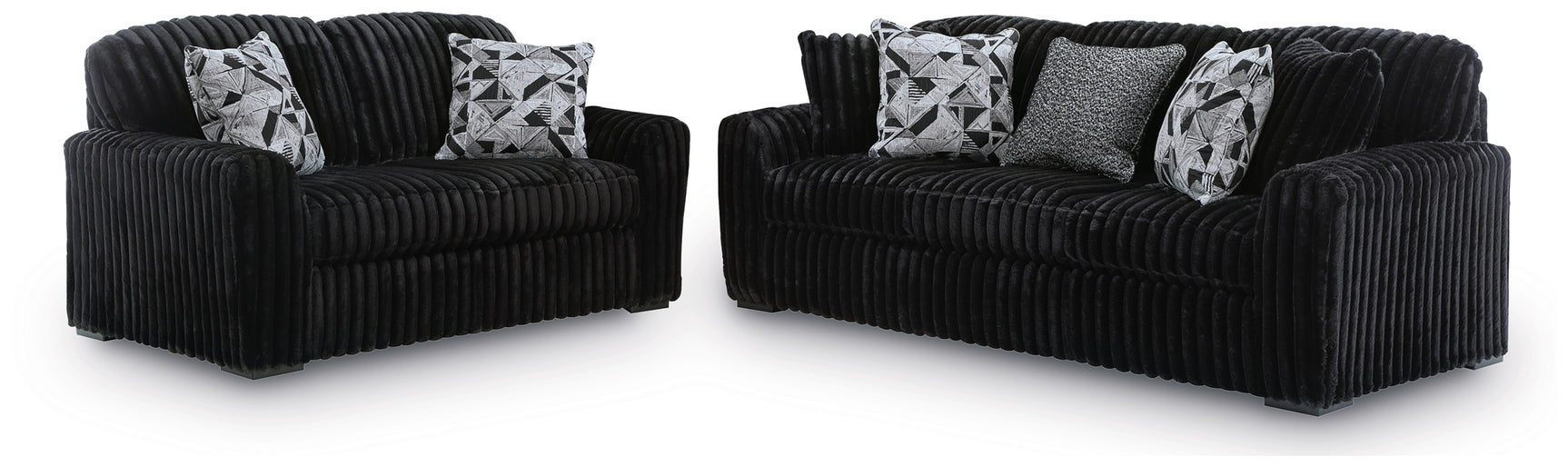 Side view of the Midnight-Madness Onyx Sofa and Loveseat