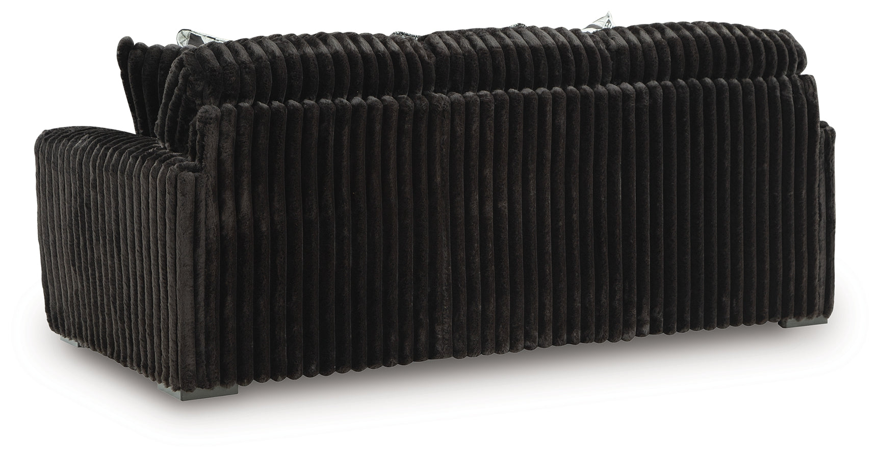 Midnight-Madness Onyx Velvet Sofa, back view