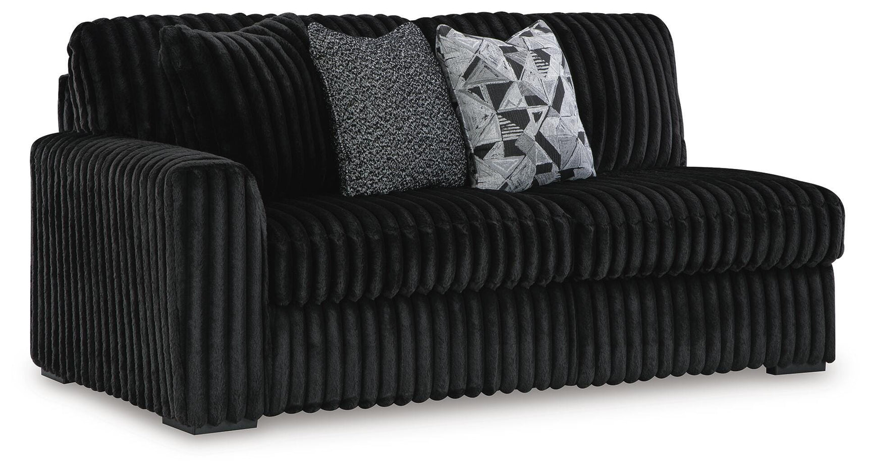 Midnight-Madness Onyx Velvet 3-Piece Sectional with Chaise angled view