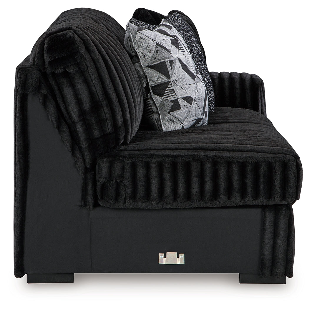 detail view of Midnight-Madness Onyx 3-Piece Sectional with Chaise sectional sofa