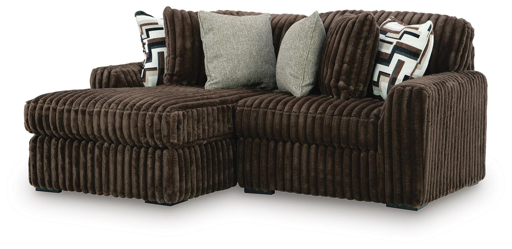 Side view of Midnight-Madness Chocolate sectional with chaise