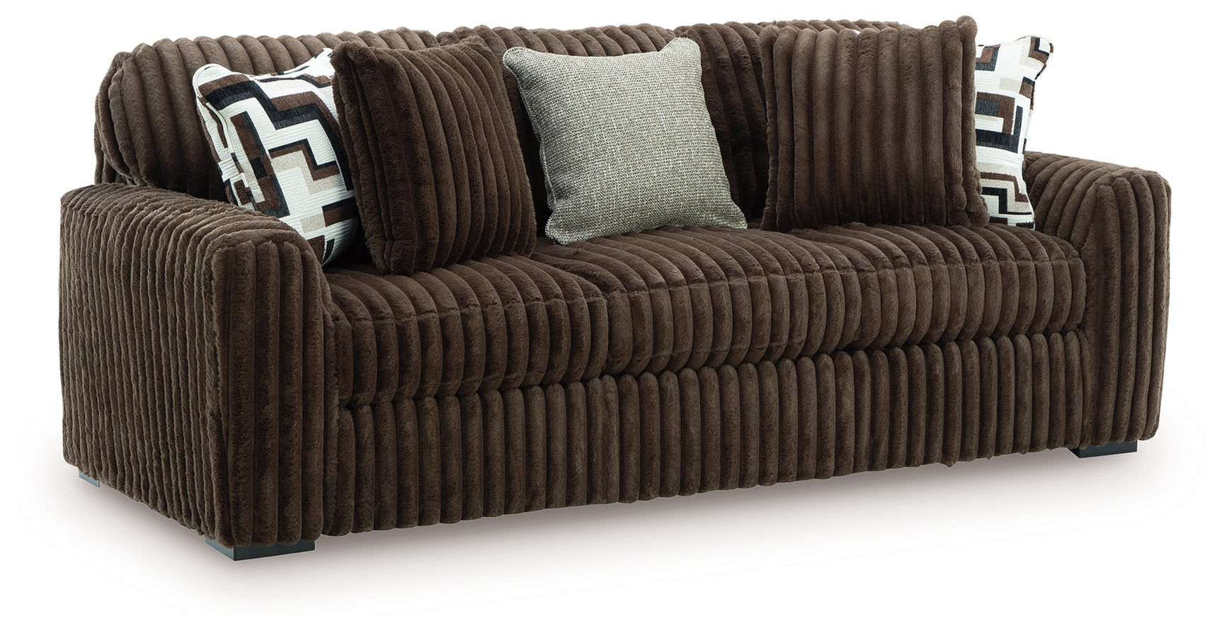 additional angled view of Midnight Madness Chocolate Sofa and Loveseat