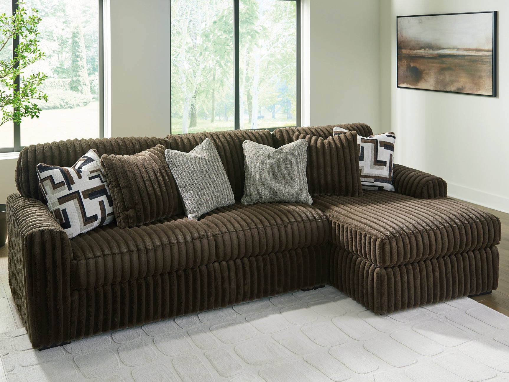 alternate front view of Midnight-Madness Chocolate sectional sofa