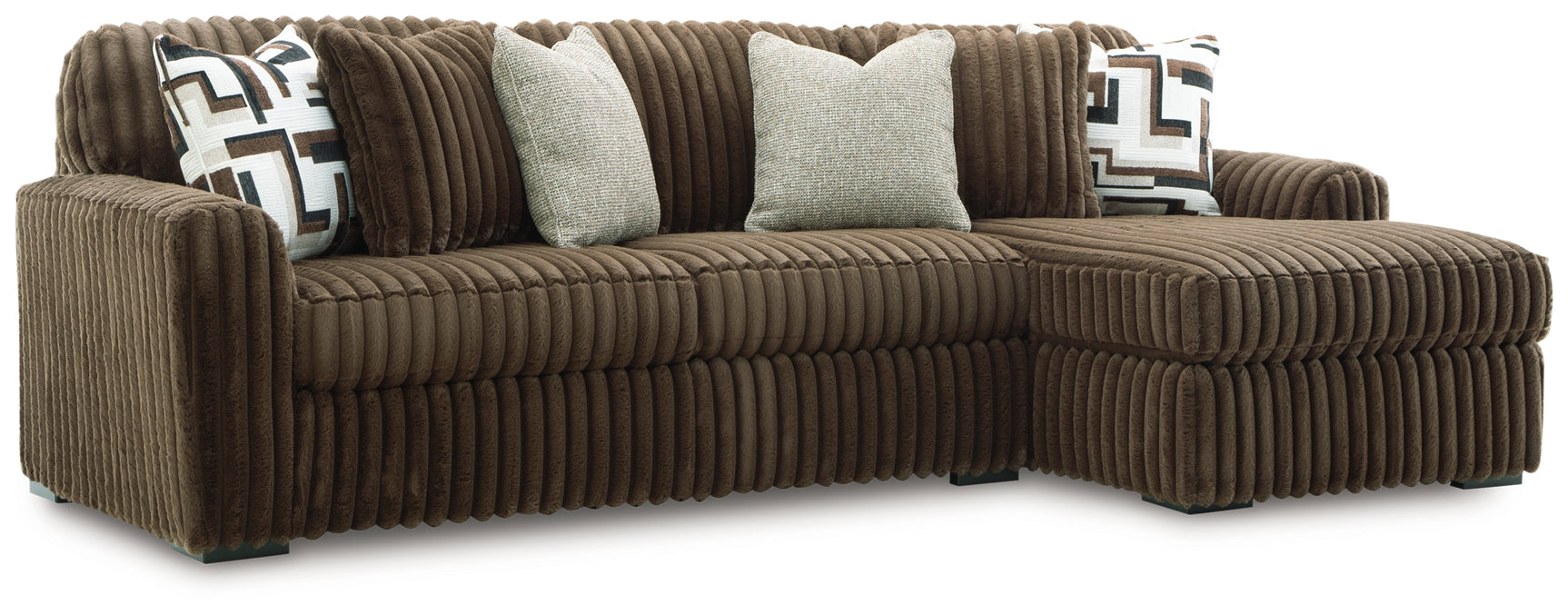 side view of Midnight-Madness Chocolate sectional sofa with chaise