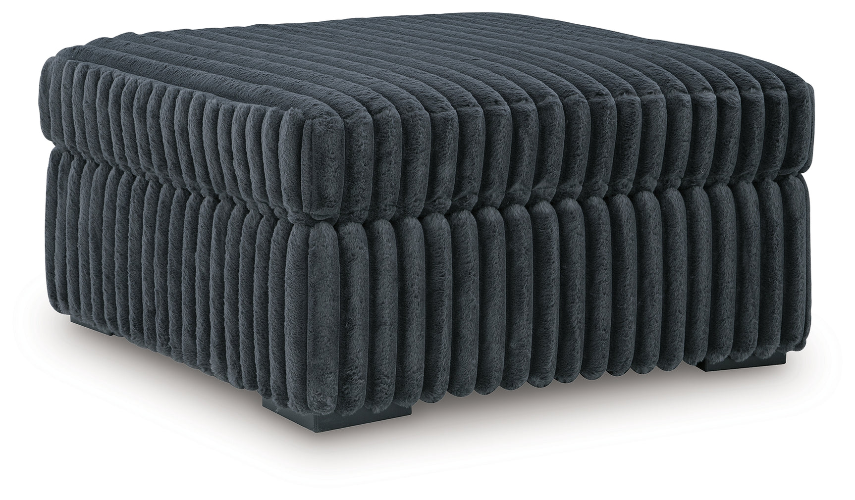 Midnight-Madness Gunmetal Velvet Oversized Accent Ottoman angled side view