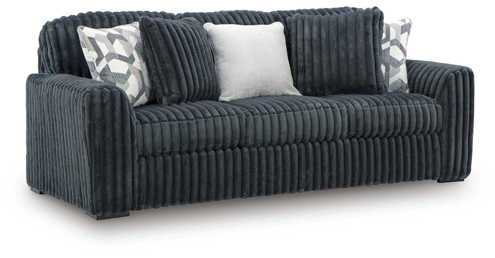side view of Midnight-Madness Gunmetal Velvet Sofa furniture