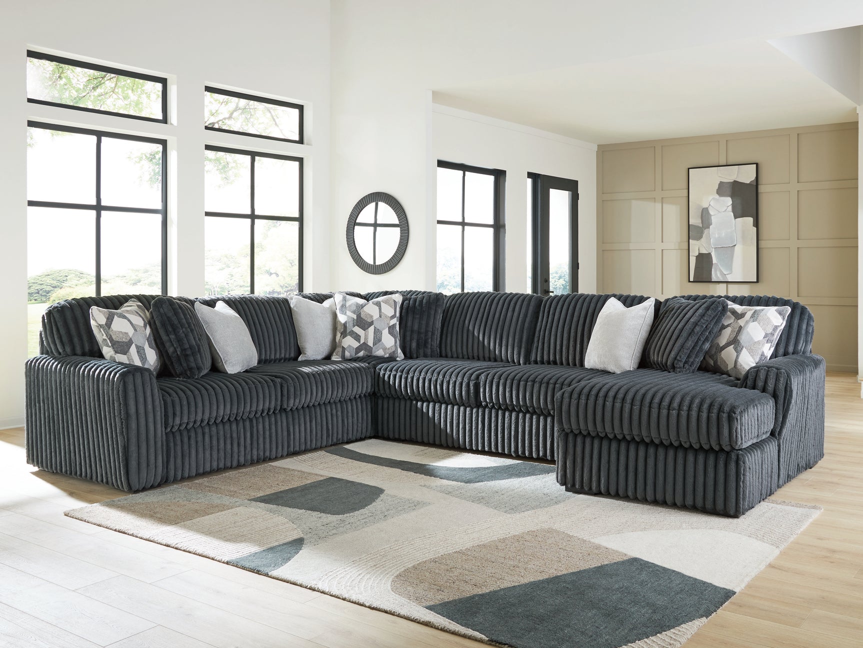 Front main view of Midnight-Madness Gunmetal 4-Piece Sectional sofa
