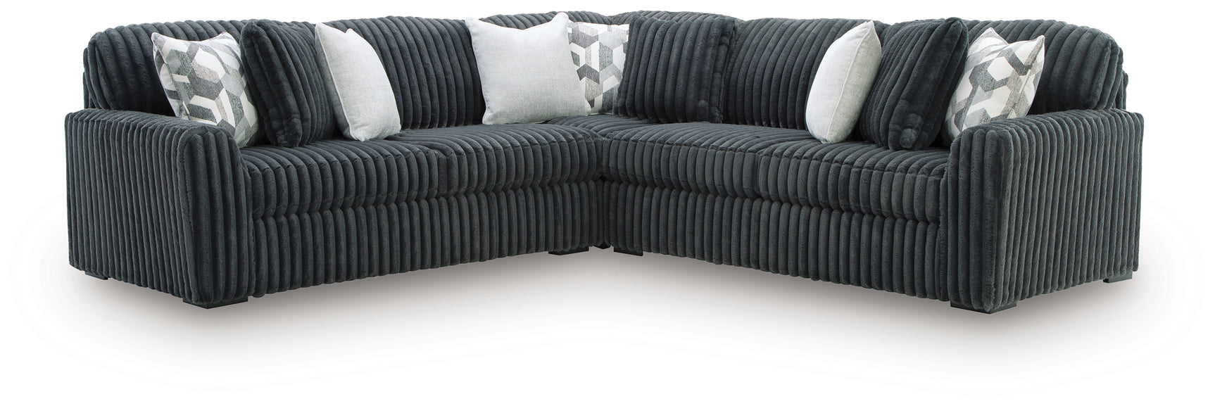 side view of Midnight-Madness Gunmetal 3-Piece Sectional sectional sofa