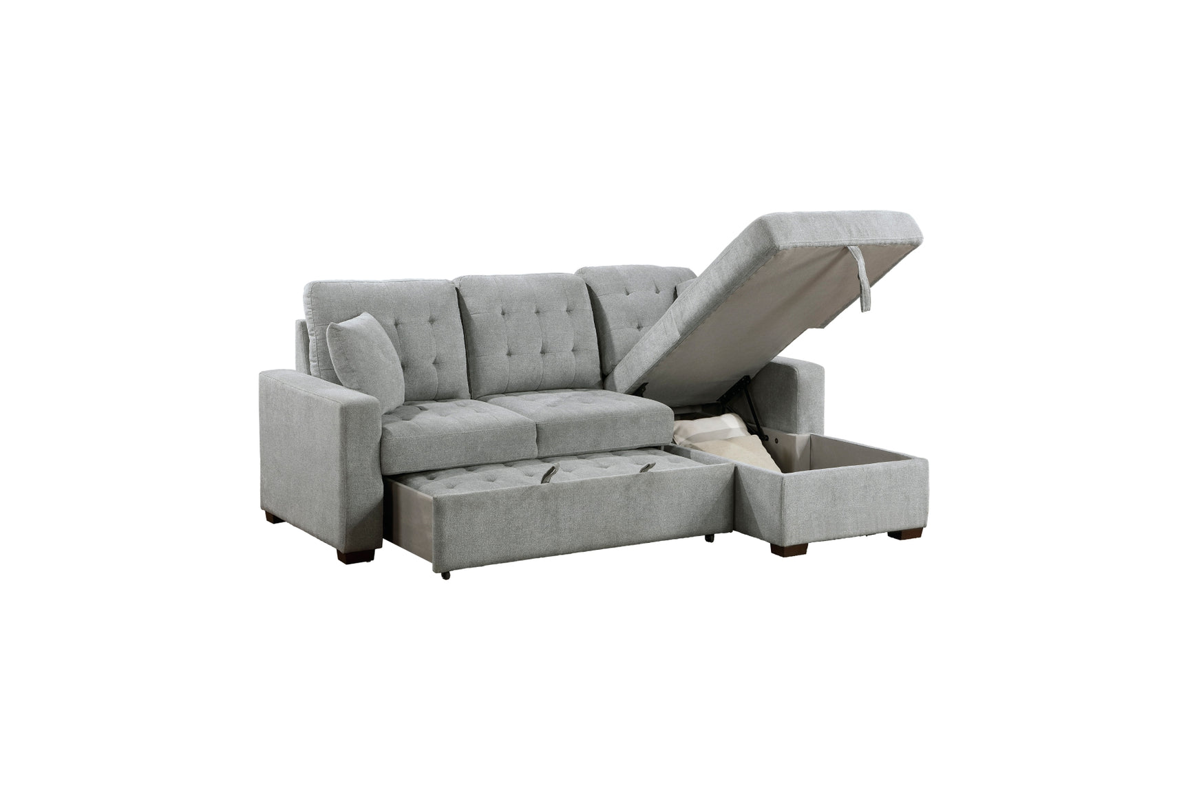 Side perspective of Waitsfield Grey Velvet Sectional Sofa