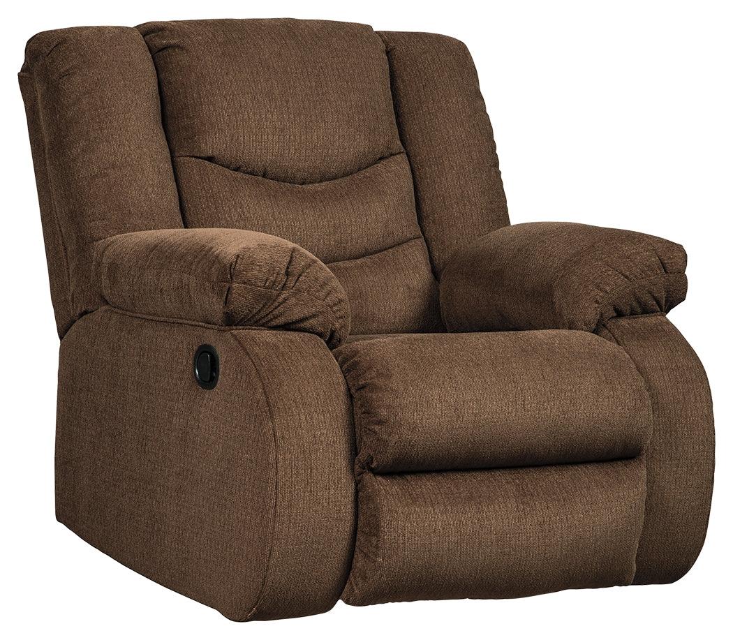 Tulen Gray Chenille Recliner - front angle view