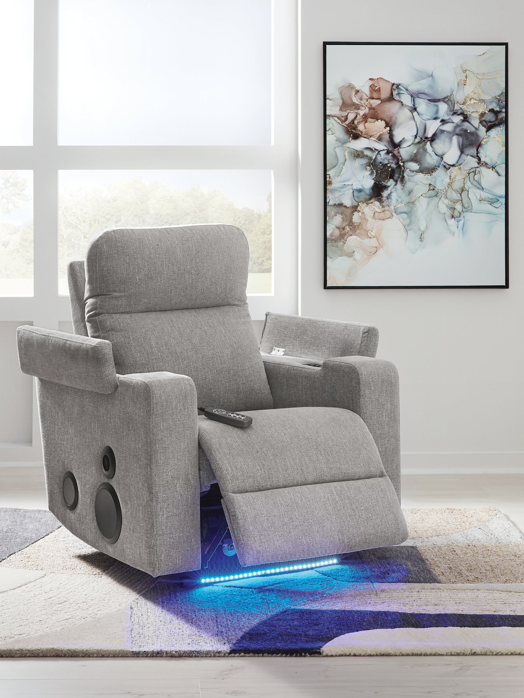 Power control panel on recliner armrest