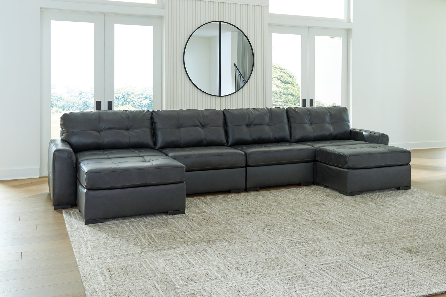 Brindley Fog Pier 4-Piece Sectional Sofa with Ottoman in fog color main view