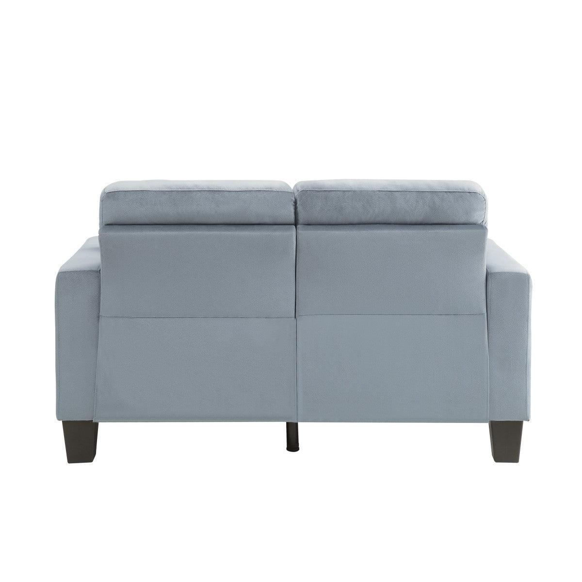 Lantana gray fabric tufted loveseat back view