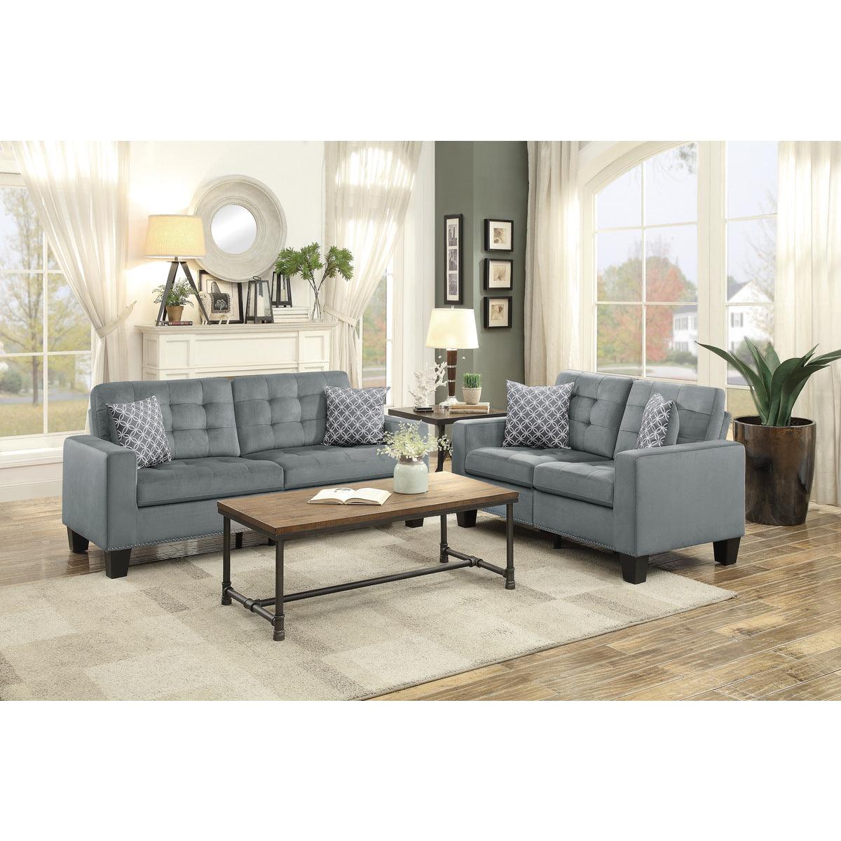 Front angle of Lantana Gray Tufted Fabric Sofa