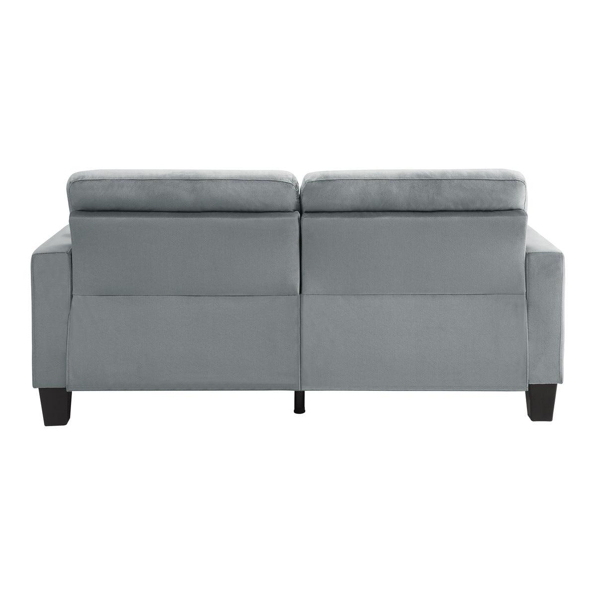 Close-up of tufted fabric detail on Lantana Gray Sofa