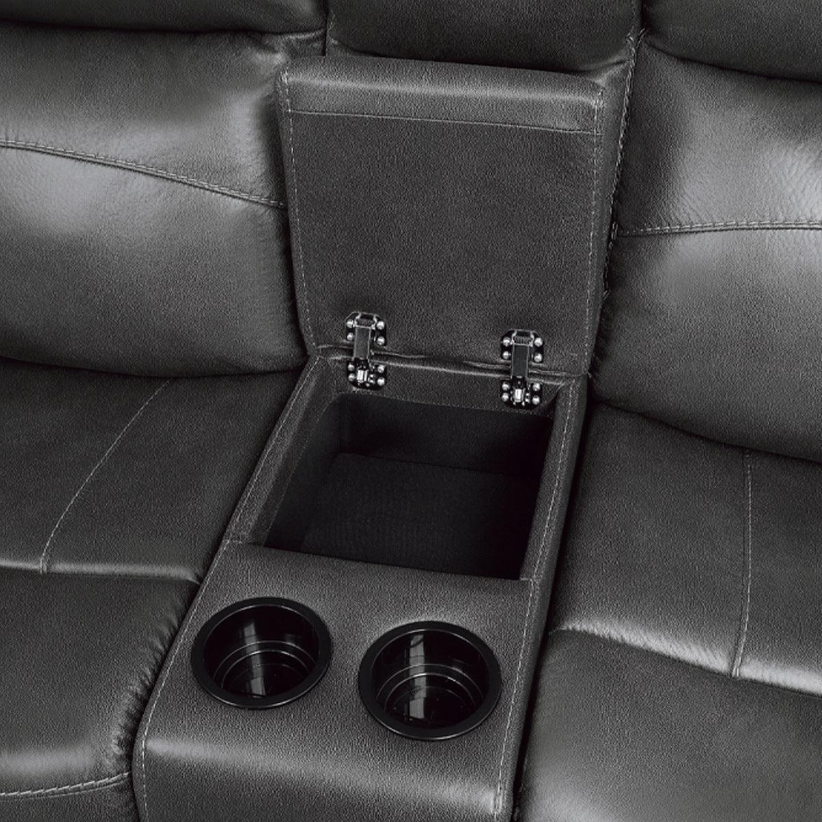Detail of dark gray polished microfiber fabric upholstery