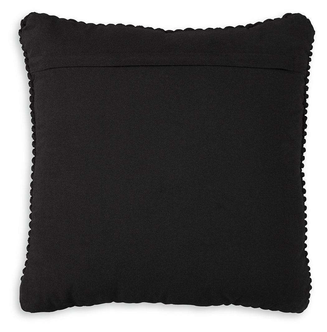Close-up of zipper closure on Renemore Black Pillow