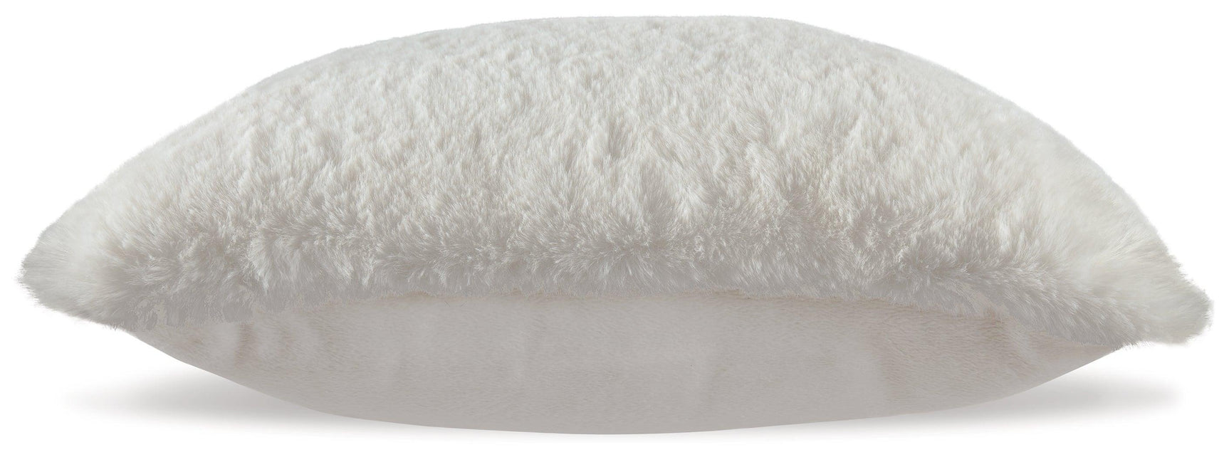 Back of Gariland White Faux Rabbit Fur Pillow with zipper