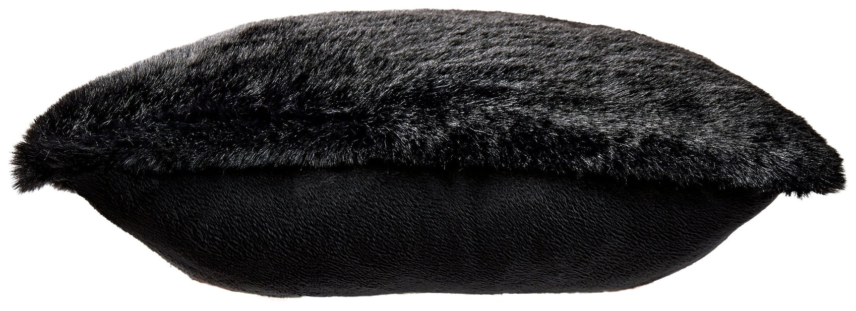 Back view of Gariland Black Pillow with solid fabric reverse