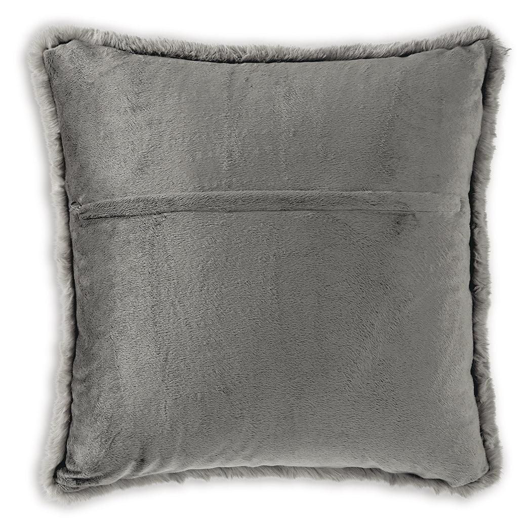 Gariland Gray Faux Fur Pillow back view
