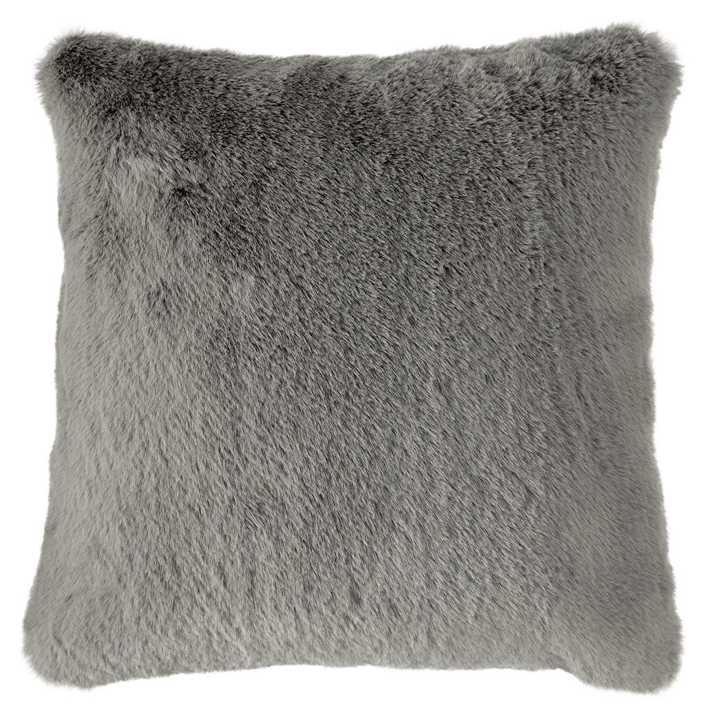 Gariland Gray Pillow side angle highlighting thickness and fabric contrast
