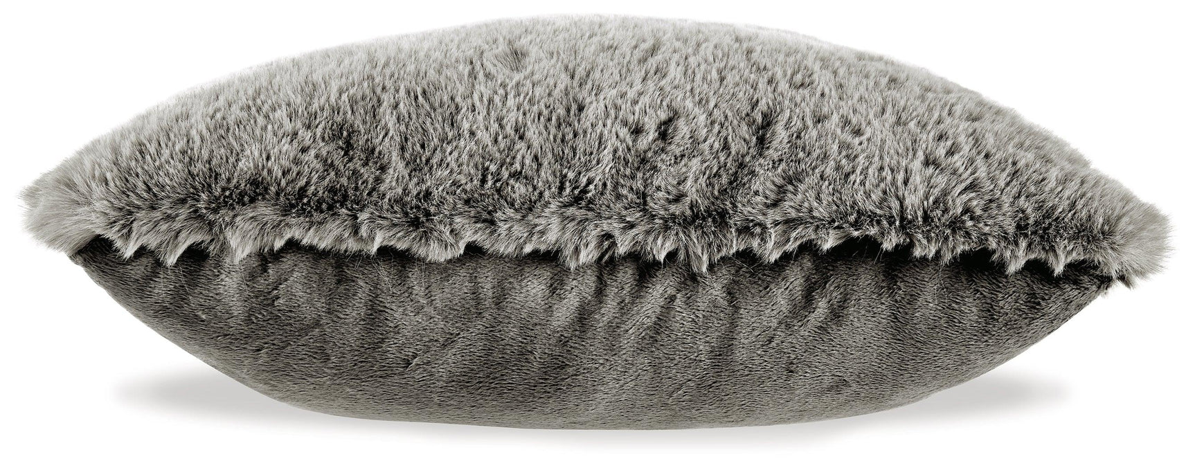 Gariland Gray Faux Fur Pillow side profile