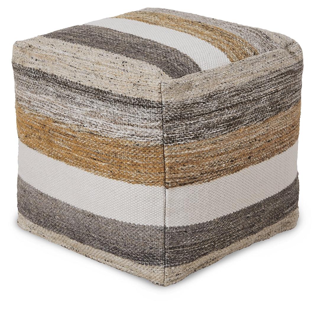 Top view of Josalind Multi Pouf displaying handwoven texture