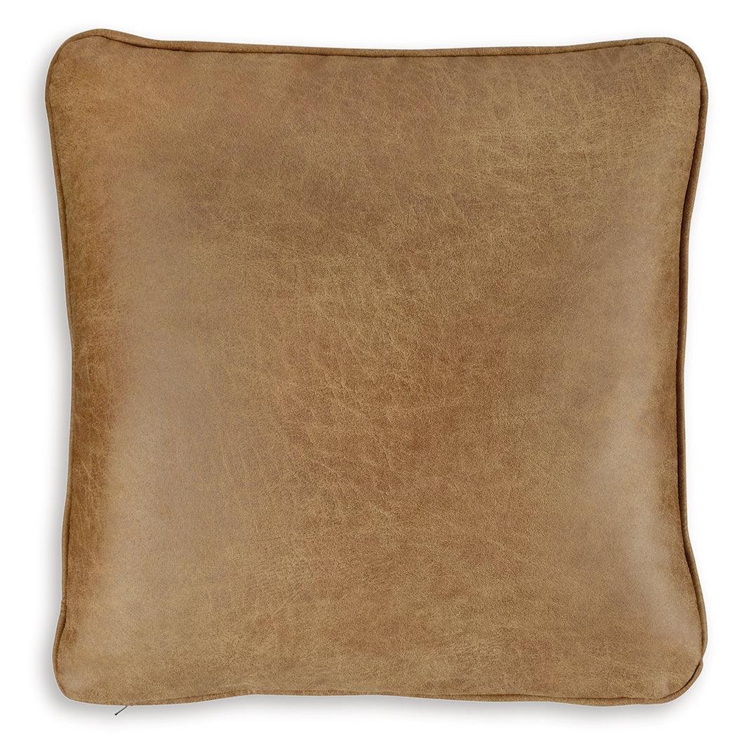Cortnie Caramel Faux Leather Pillow Back View