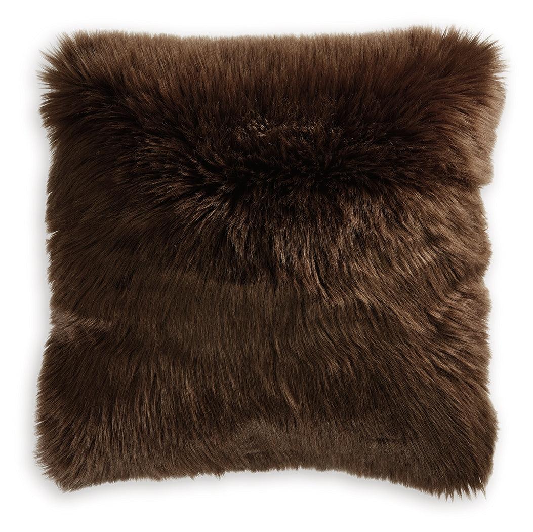 Bellethrone Brown Faux Fur Pillow side view