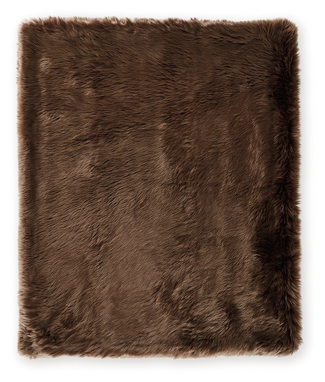 Side view of folded Bellethrone brown faux fur throw