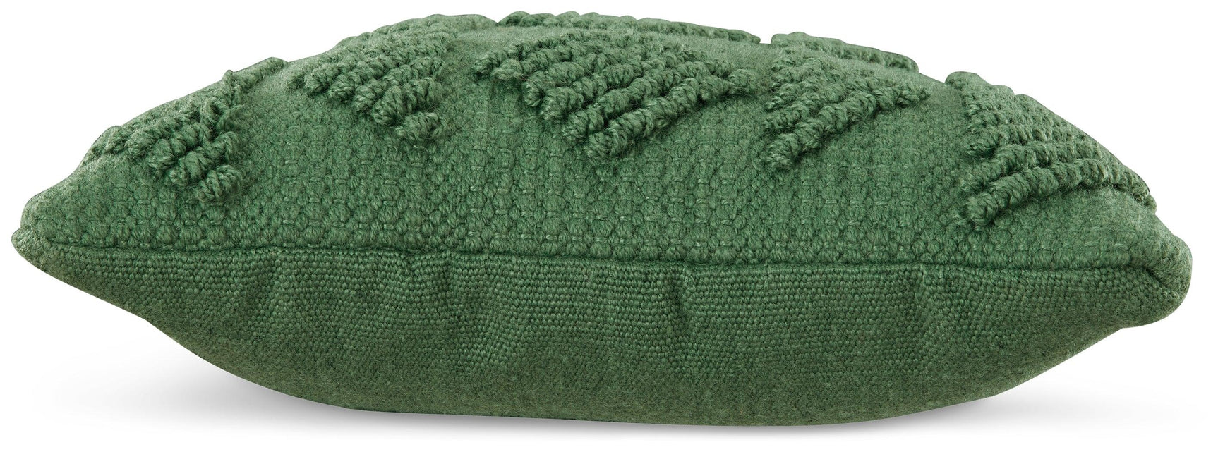 Back view of Rustingmere Green Pillow showing solid green reverse
