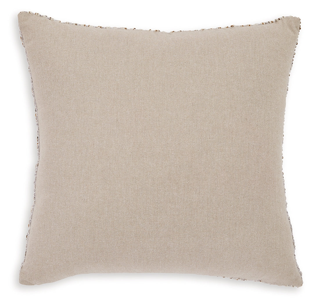 Close-up of zipper closure on Abler decorative pillow