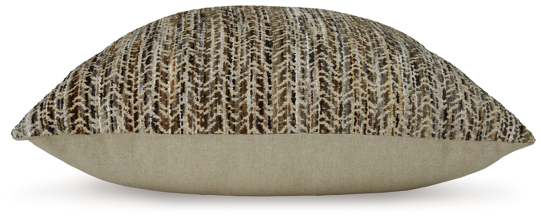 Jayner Multi-Color Chevron Accent Pillow back showing solid tan reverse