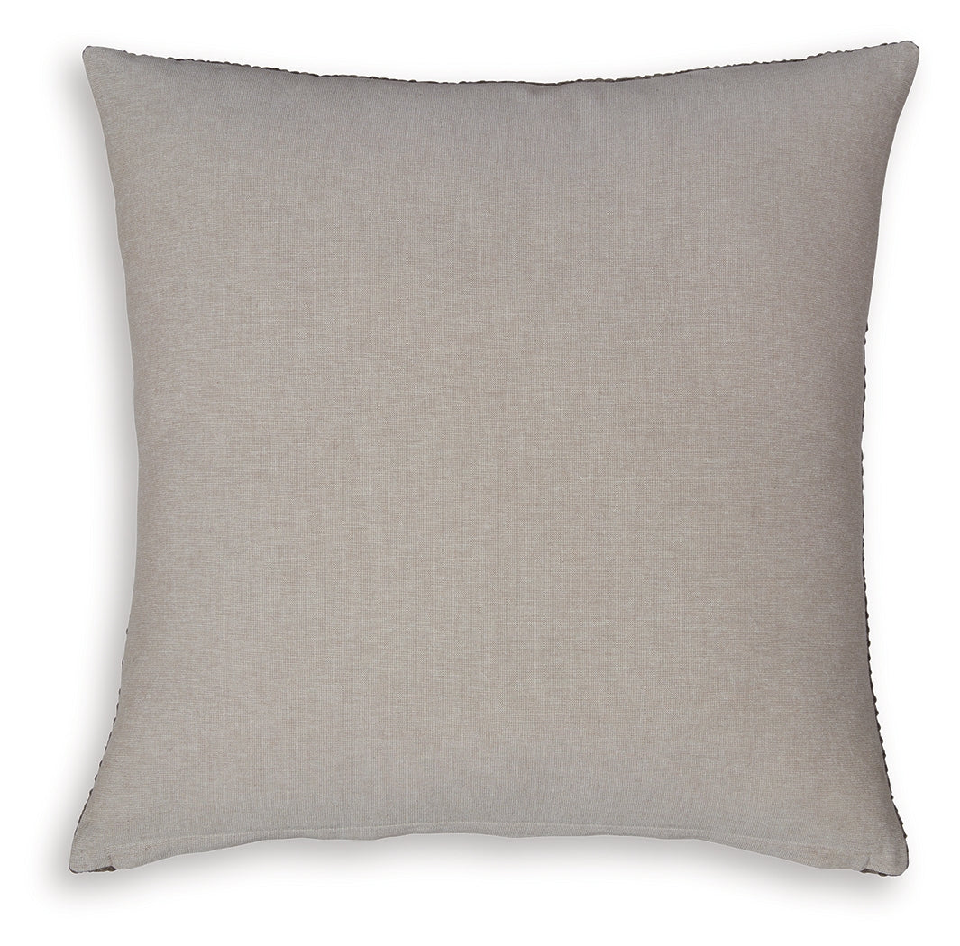Landcher Brown Pillow close-up on zipper closure
