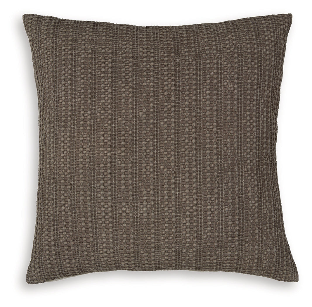 Landcher Brown Pillow side view showing thickness