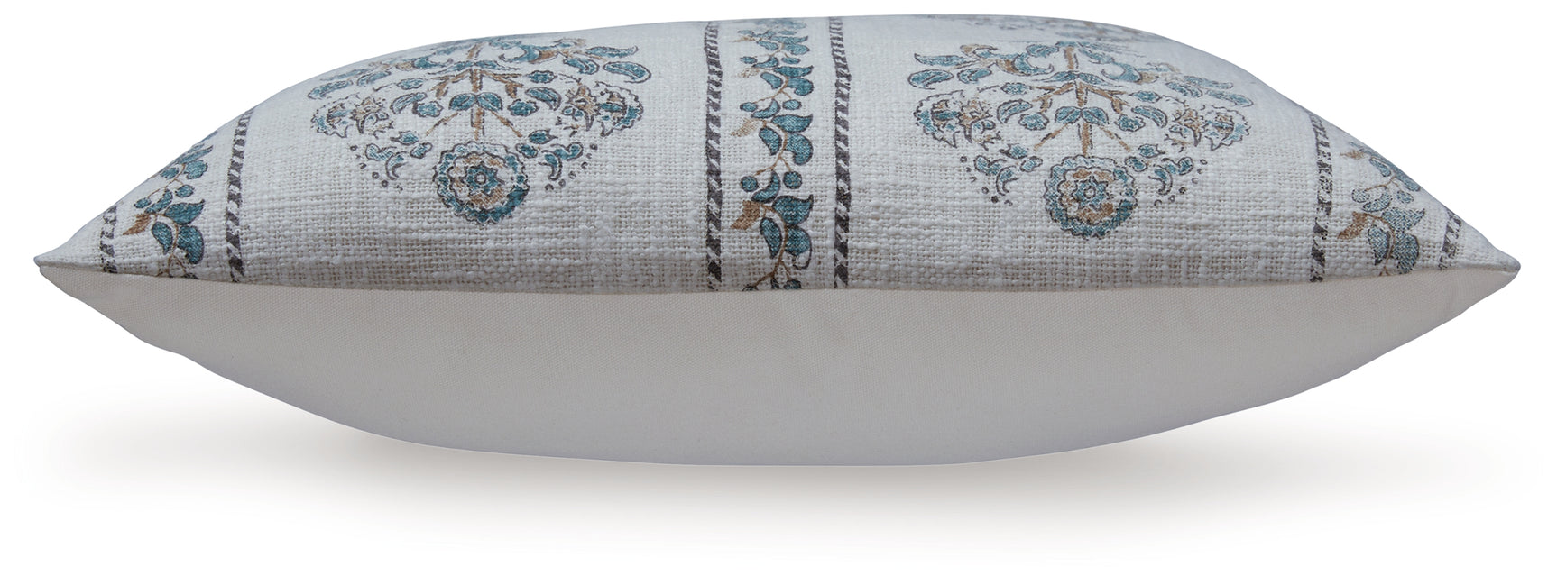 Paulmour floral accent pillow back view with solid ivory fabric