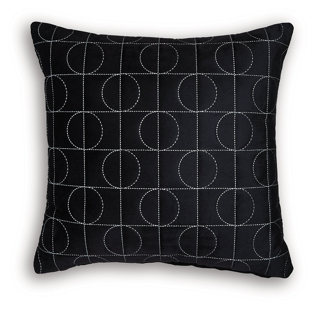 Side view of Kydner black and silver geometric pillow
