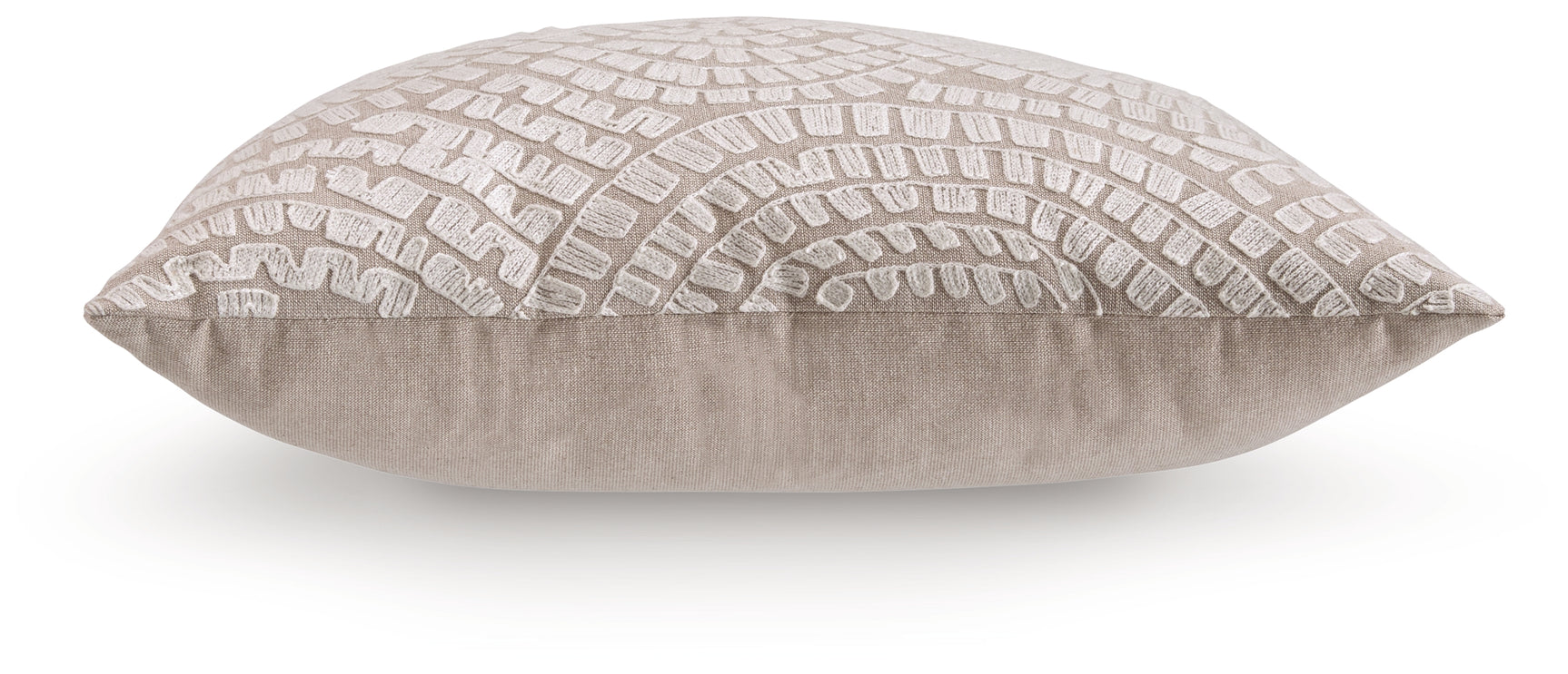 Cortlen pillow back view with solid beige finish